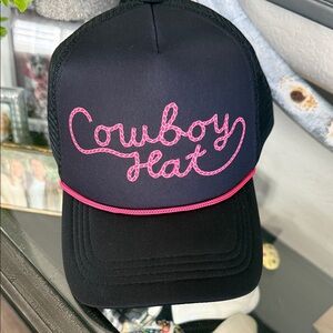 Cowboy Hat Pink Script Trucker Cap